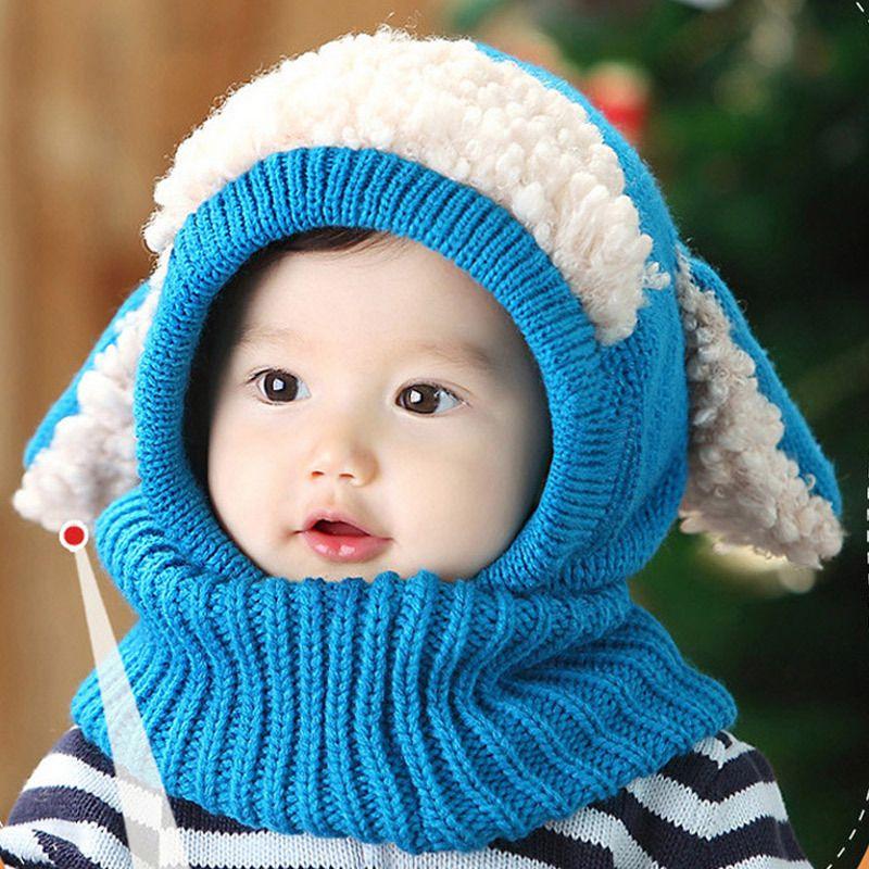 Knitted Ears Dog Cap With Scarf Autumn Winter Keep Warm Hat Fashion Breathable