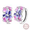 New 925 Silver Colorful Butterfly Dragonfly Iris Flower Earrings For Women Fashion Birthday Party Jewelry Gifts