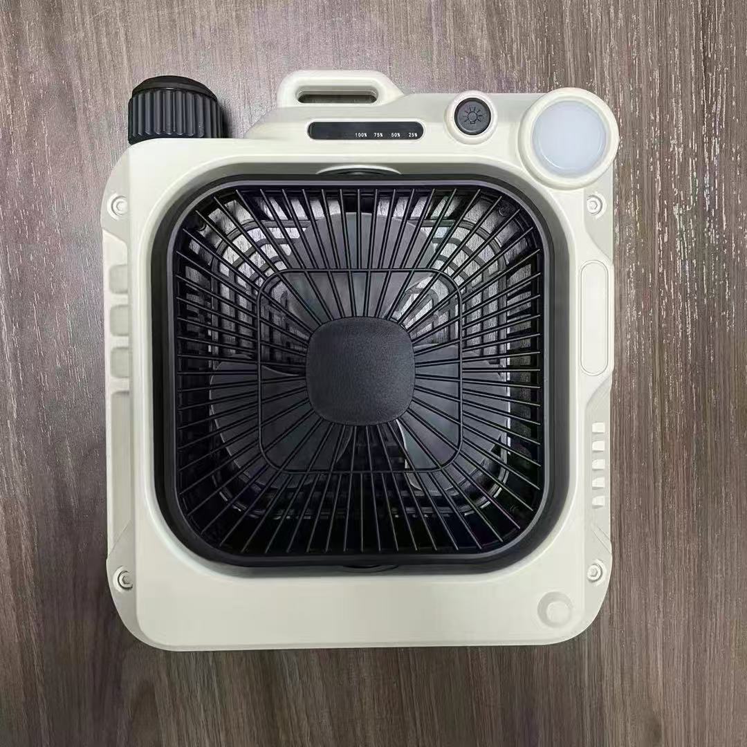 

5000mAh Portable Camping Rechargeable Fan Battery Operated Fan with LED Lantern Travel Desktop Electric Fans with Hanging Hook білий