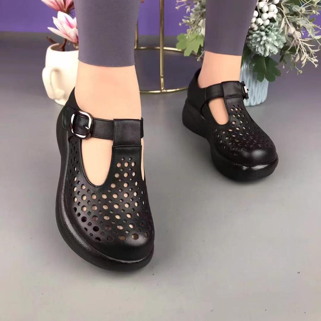 Women's Summer New Leather Platform Casual Shoes Hollow Sandals