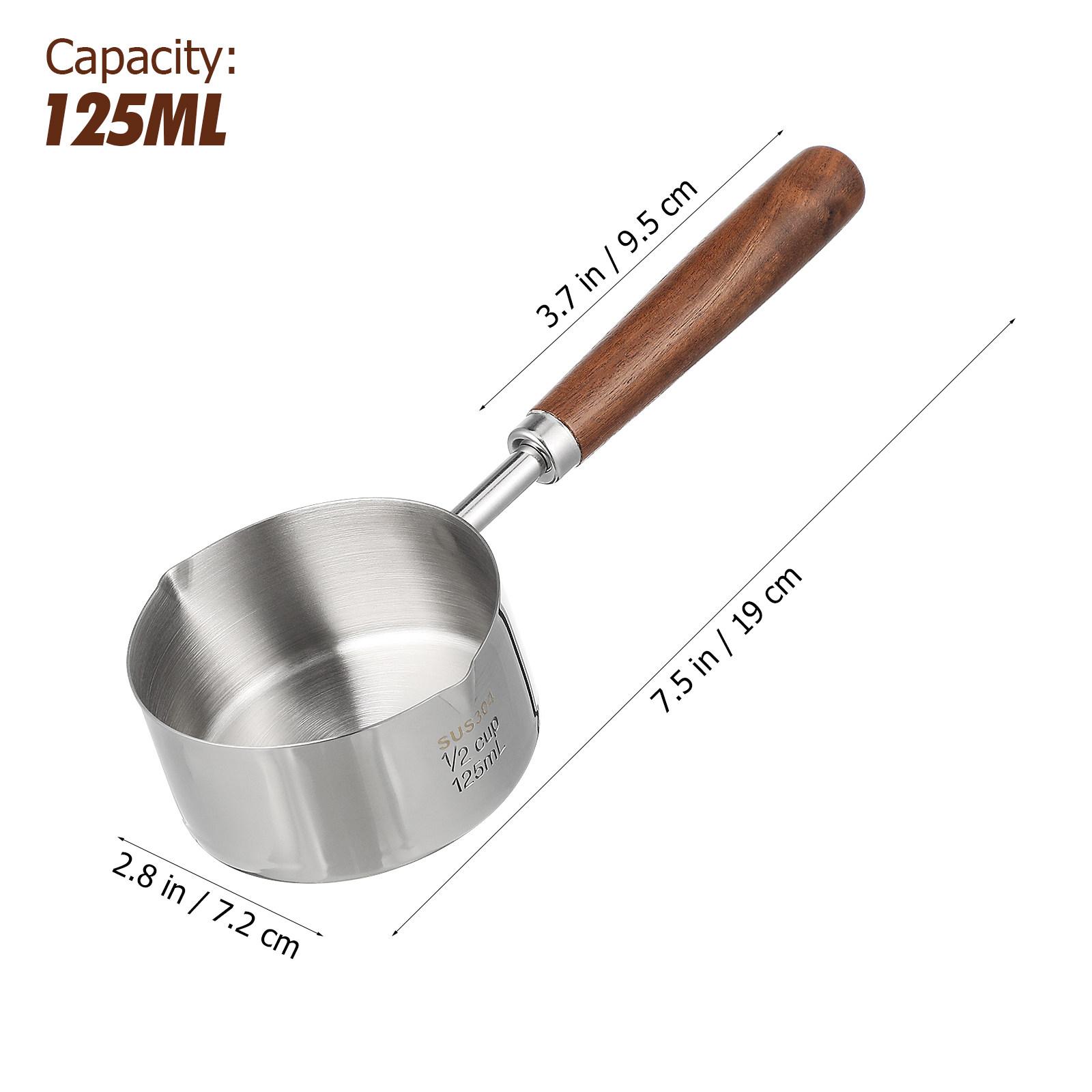 

Sauce Pan Oil Boil Container Stainless Steel Wood Handle Compact Small Saucepan Kitchen Cooking Pot Reusable Pour Spout