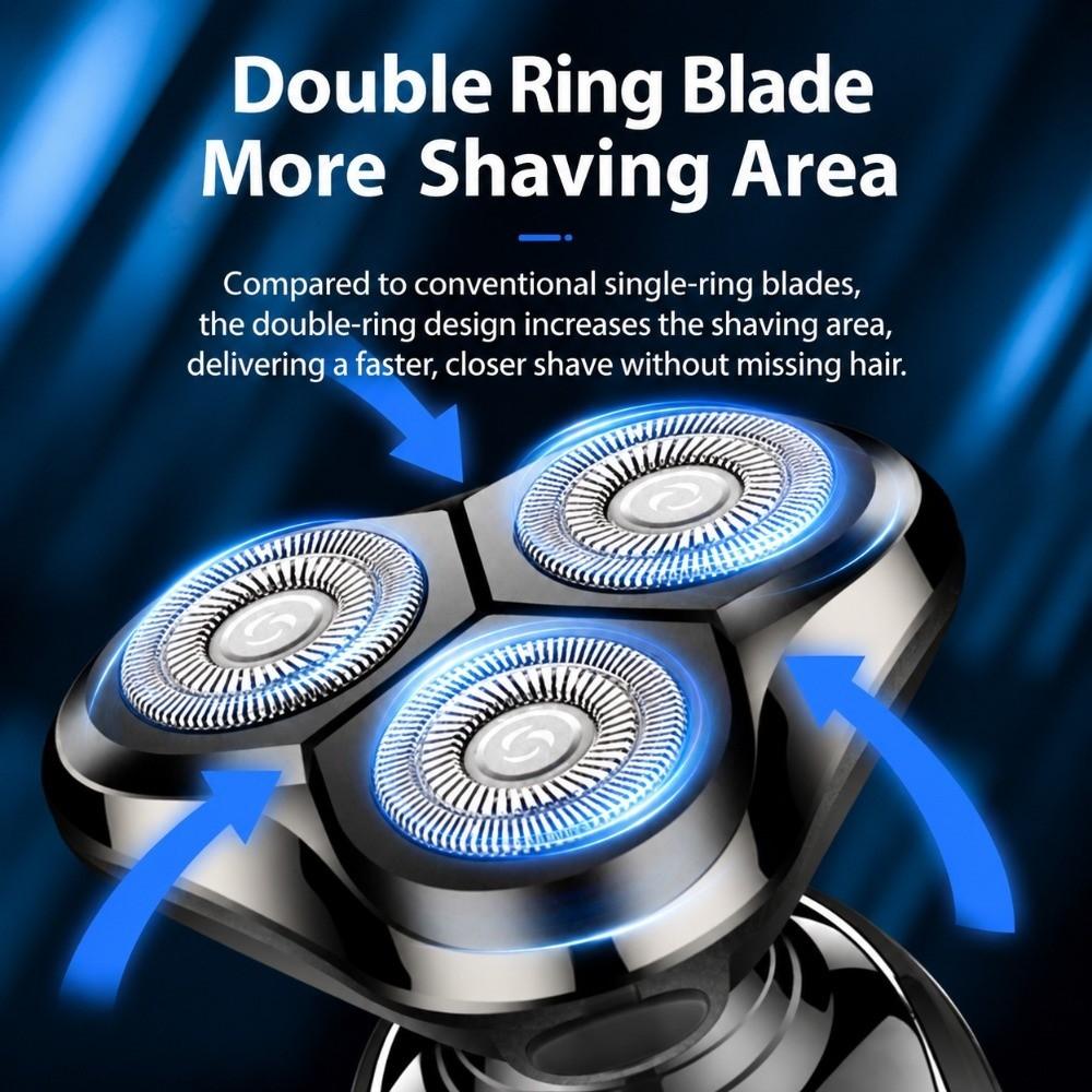 LCD Display Electric Shaver Triple Shaving Heads 4 In 1 Shaver Nose Hair Trimmer Beard Shaving