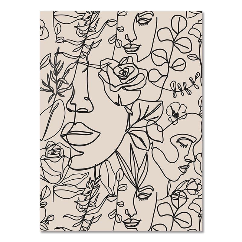 Abstract Bohemian Wall Art Print Poster Boho Canvas Paintings Minimalist Body Lines Modern Living Room Interior Home Decoration