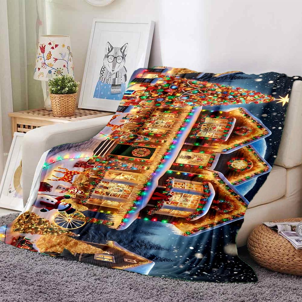 1Pc Winter Snowflakes Blanket Soft Throw Blanket For Home Bedroom Bed Sofa Travel Office Solid Christmas Blanket