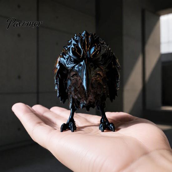 Small Bird Statues for Shelf 3D Printed Crow Ornament, Realistic Gothic Black Raven Unique Holiday Gifts Friends Figurine, Halloween Theme Bookshelf