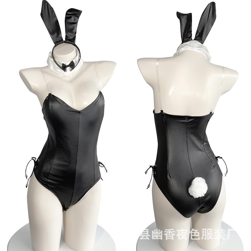 New sexy lingerie sexy flirting bunny hidden button open crotch onesie cute suit