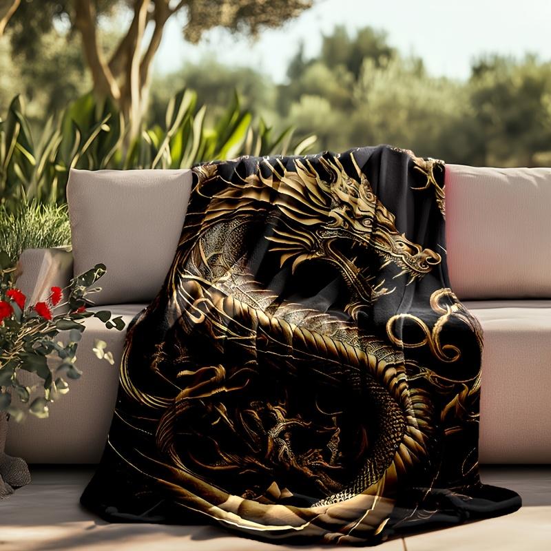 Golden Dragon Flannel Blanket – Cozy, Soft Throw for All-Season Home & Outdoor Travel