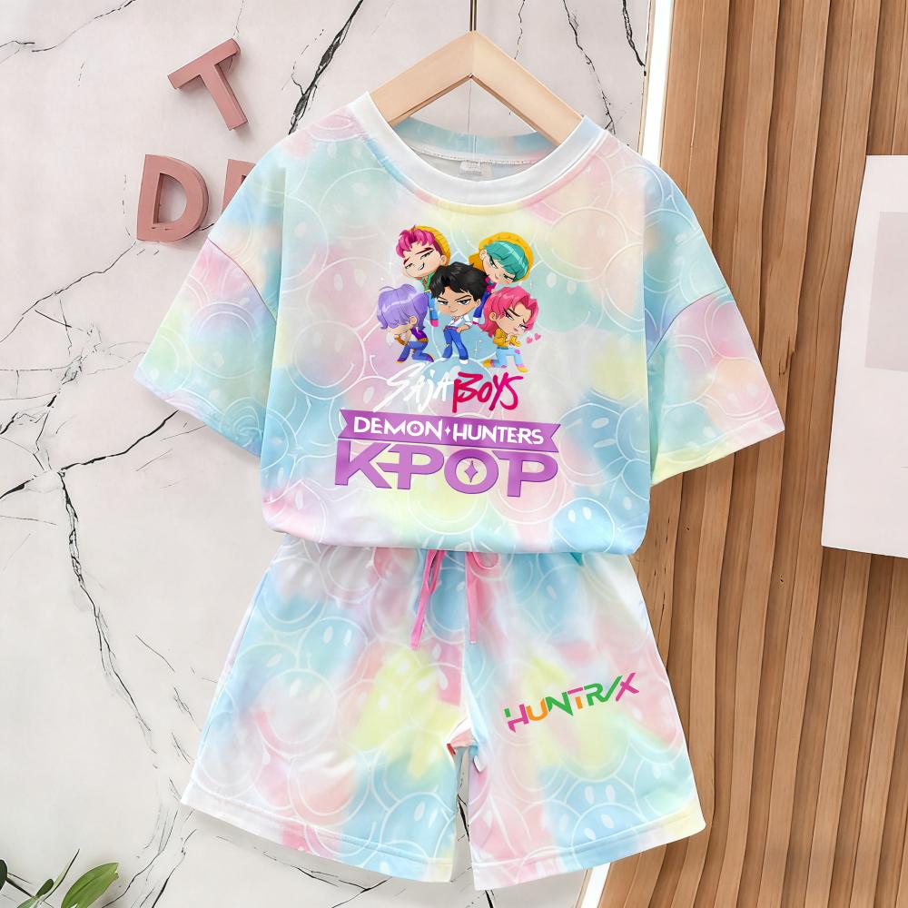 Letní Lovci Démonů Nové Kawaii Úsměvné Tváře Oblečení Dívky 3D Tisk Tričko s Krátkým Rukávem Měkké Prodyšné Pyžamo Domácí Oblečení