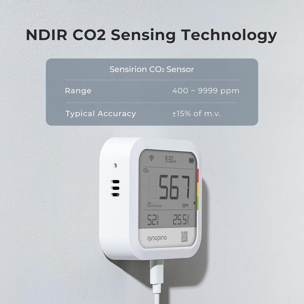 CO2 Detector Temperature and Humidity Monitor for Indoor Plug in Wall Factories Warehouses Shopping