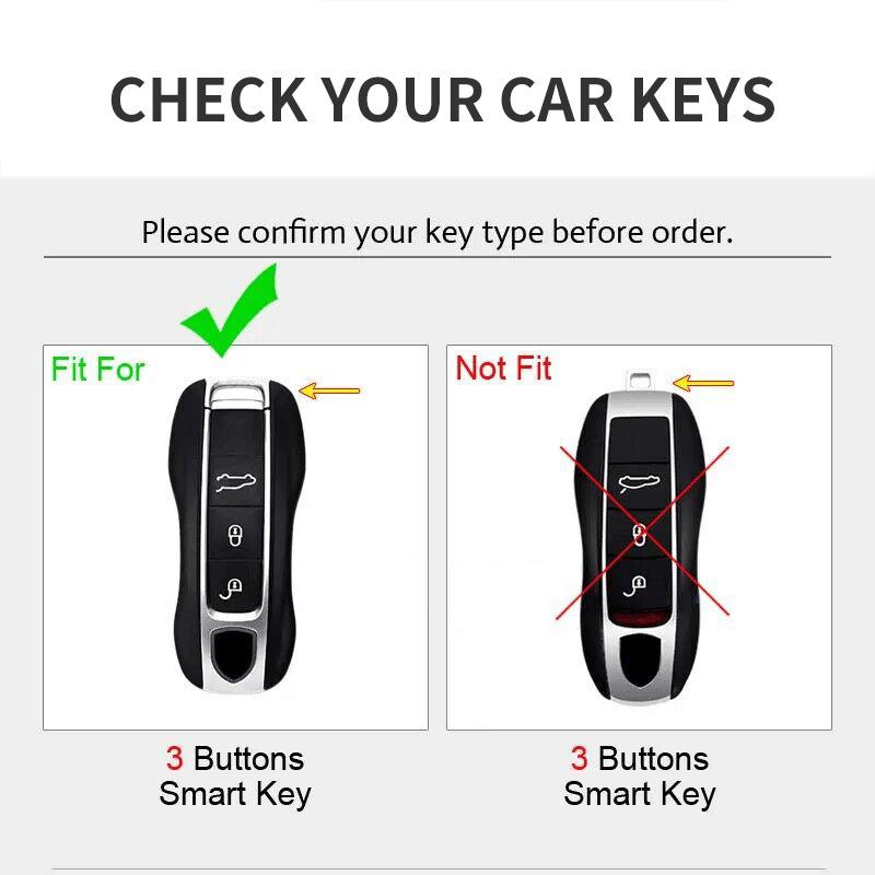 Metal Car Key Case Cover Holder Protection Key Bag Accessories For Porsche Cayenne Panamera Macan Cayman 718 911 Taycan Sticker