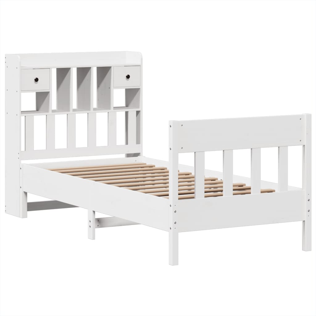 Solid Wood Bed without Mattress White 75x190 cm Pine Wood