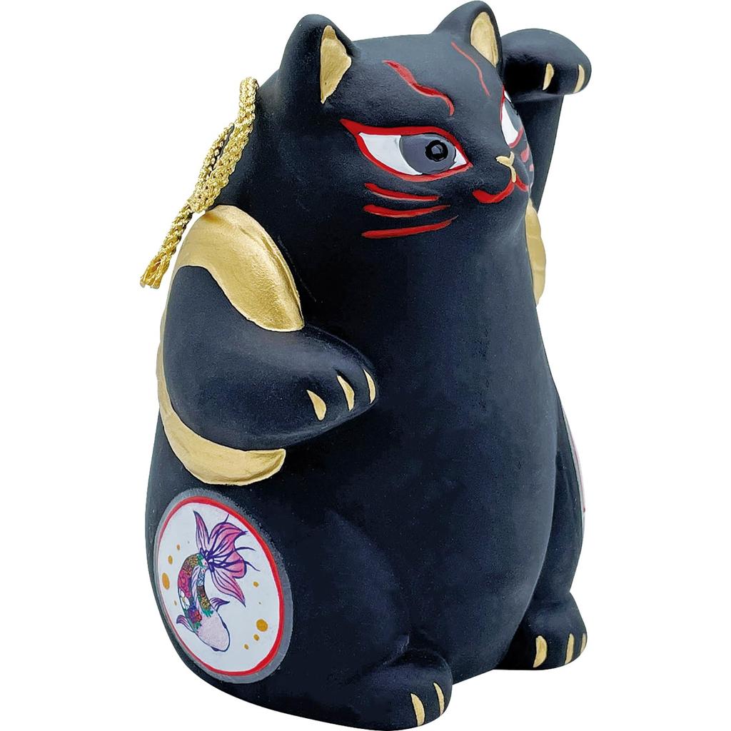 Cute New Piggy 9 X Japanese Cat Made In "Kabuki Cat" Maneki-neko Bank, Approx. 12cm, Gift, Concierge, Merchandise, Black, Japan, San4578-2