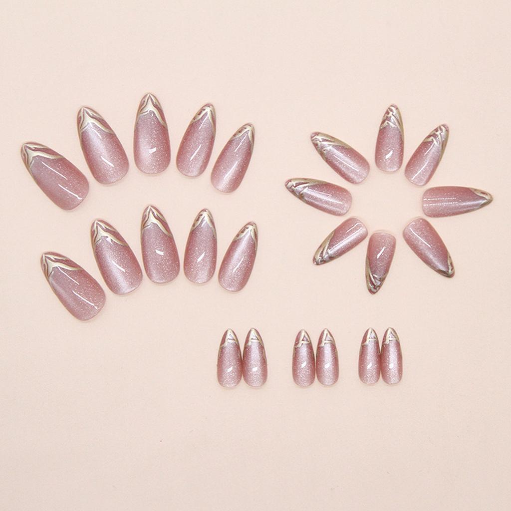 Cat Eye Aufklebenägel Glitzer Mandel Acryl Falsche Nägel Wiederverwendbare Aufklebenägel für DIY Nail Art Maniküre Dekorationen