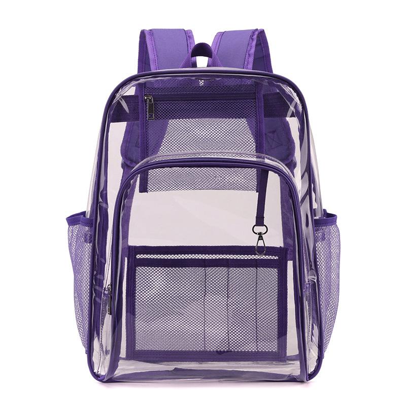 Transparent PVC backpack large-capacity student transparent multi-pocket schoolbag