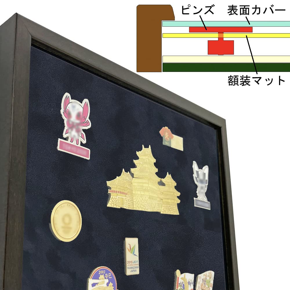 Pin Badge Frame 5767 A4 Size x Acrylic of indoor UV Black x Suede Black (210 297) UV-Cut (cuts 98% rays)