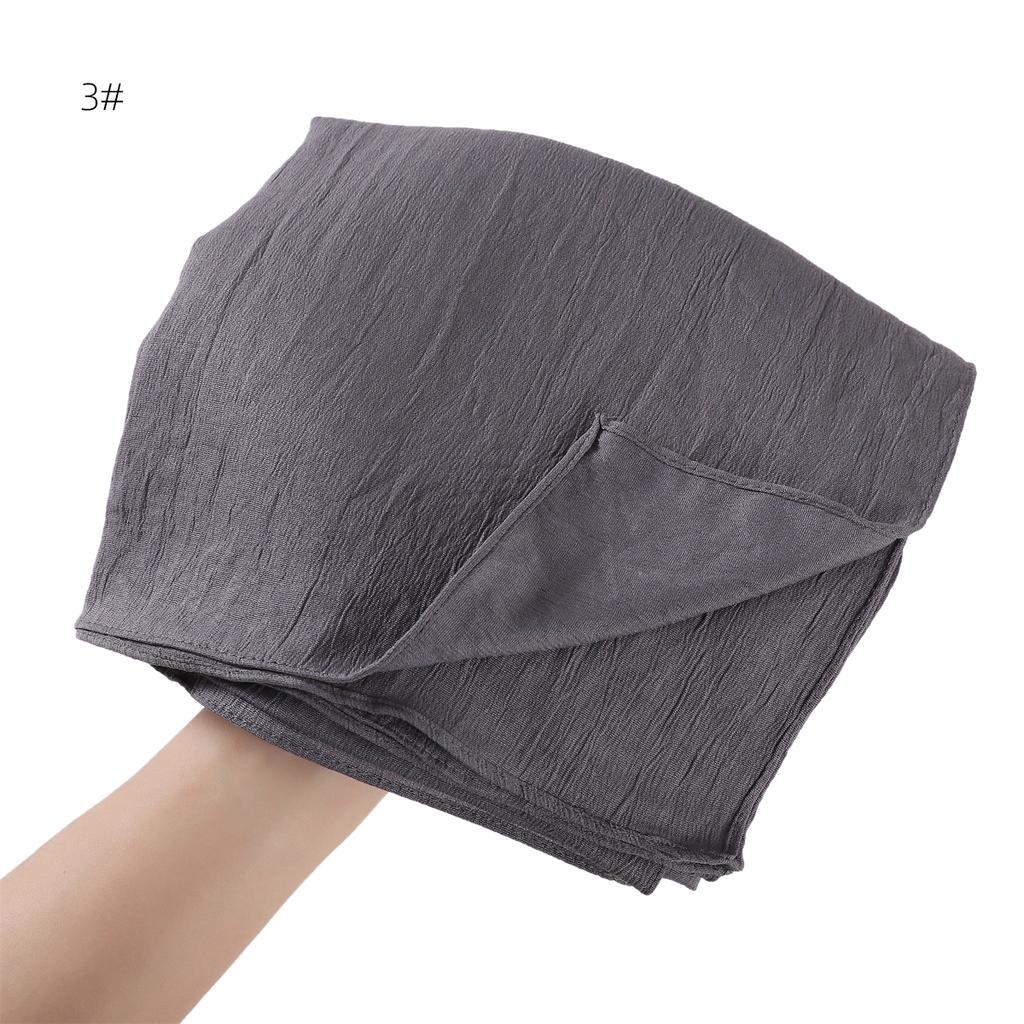 High Quality Breathable Elastic Wrinkle Long Scarf Women Plain Color Polyester Crinkle Soft Hijab Muslim Ladies Turban Headwraps