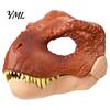 Creative Festival Costume Accessories Realistic Dinosaur Mask, Moving Jaw Mask for Human Flexible Soft Rubber Pet, Novelty Cosplay Halloween