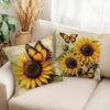 Vintage - Style Sunflower - Butterfly Pillow CoversLiving Room Sofa Cushion Cover, Soft and Comfortable, Bedroom Room Decoration