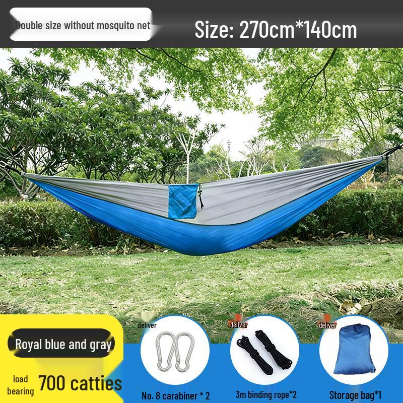 Outdoor Anti-Rollover Hanging Chair Hammock - Single/Double, Color-block Nylon, Parachute Cloth, Lightweight Swing.