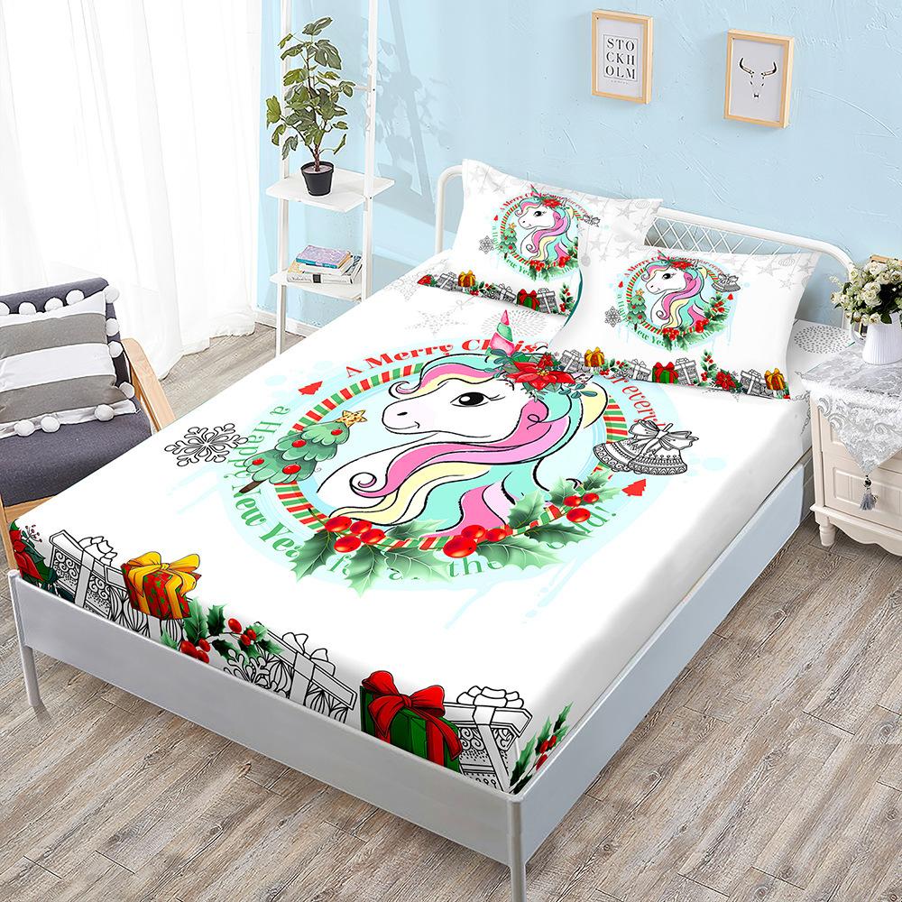 Christmas Three-Piece Mattress Digital Printing Mattress Cover Mattress Protective Cover