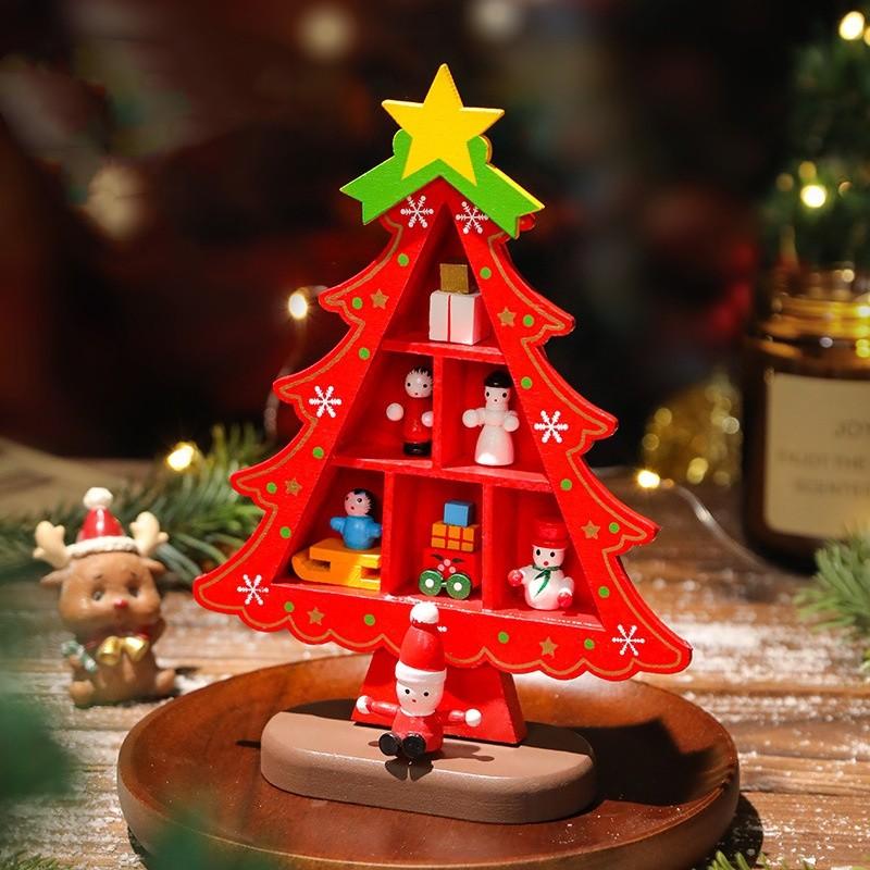 

Рождественская искусственная елка Деревянное мини Рождественское украшение Декор сцены Подарок для вечеринки Ребенок 6 Red Check