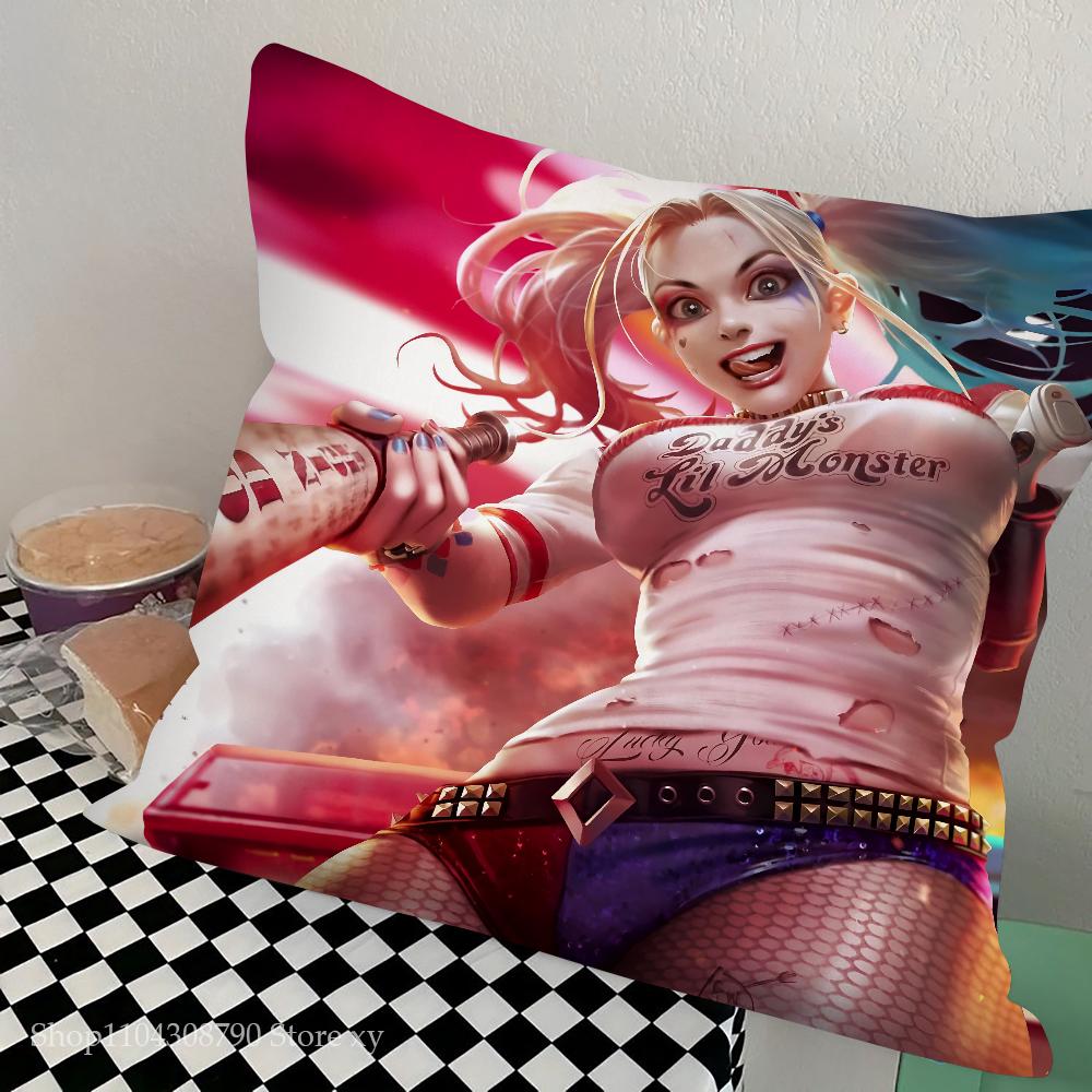 H-Harley Q-Quinn Pillow Case Fashion Square Pillowcase Bedroom Sofa Room Ins Decoration Leisure Cushion Cover 40x40