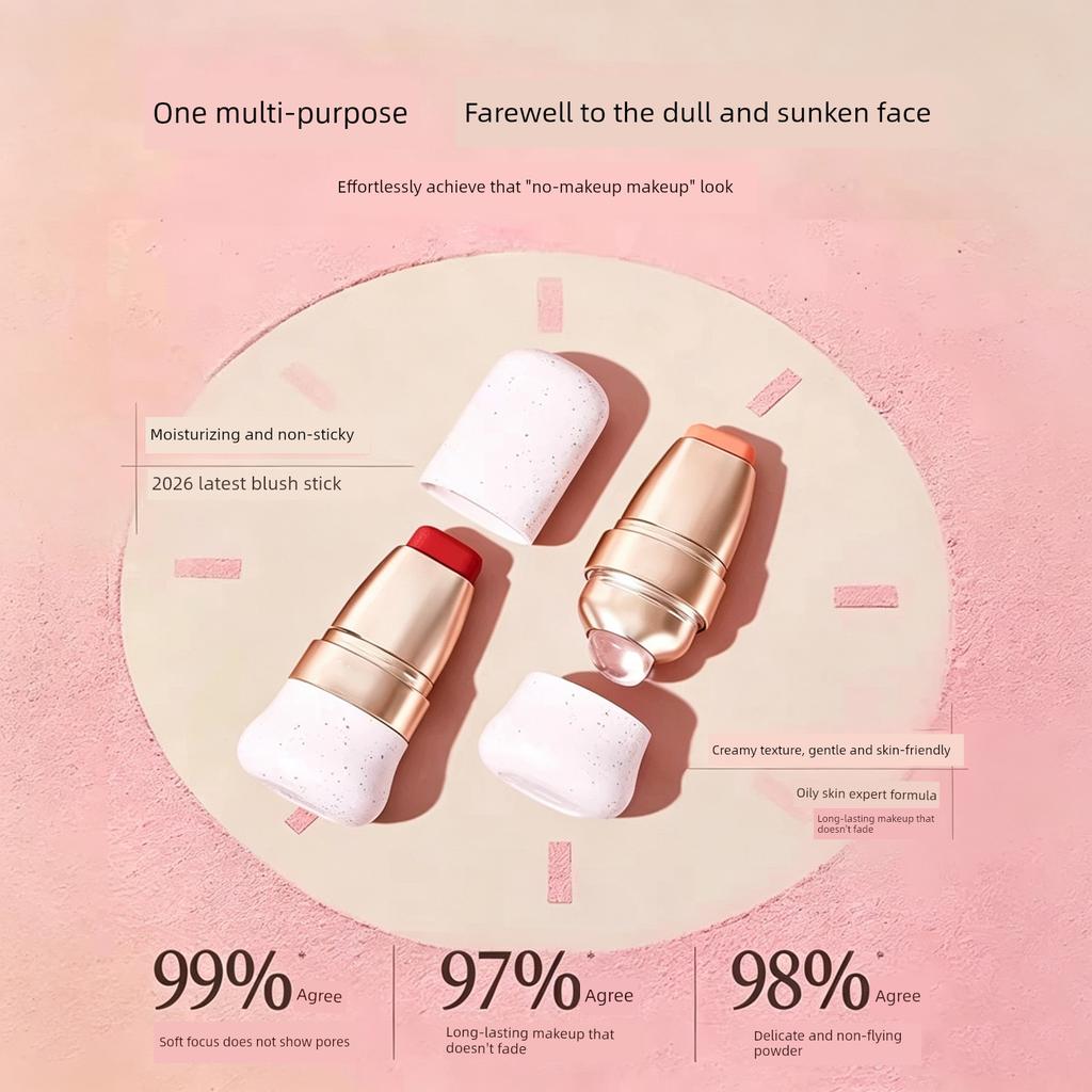 Multi-Use Blush Stick, Concealer, Eyeshadow, Lipstick, Four-In-One, Covers Tear Troughs, Nasolabial Folds, Dark Circles, Genuine Product