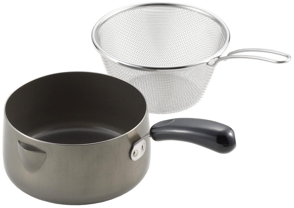 Yoshikawa Tempura Deep Gas and Induction Made in Fryer with SJ3163 Pan, Single-Handed Pot, Fryer, 16cm, Compatible, Japan, Colander,
