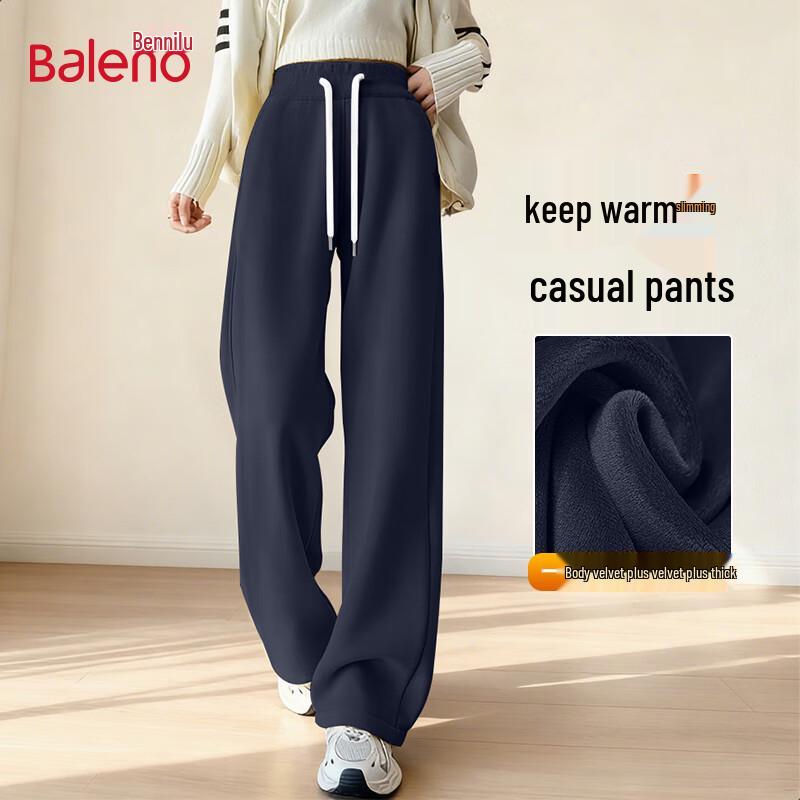 Baleno Women's Fleece-Lined High-Waist Straight Leg Casual Pants
