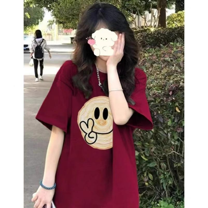

Round Neck T-shirt Tops Spring, Summer and Autumn Simple Sports Cotton Short-sleeved Ladies Casual Sports Bottoming Shirt 4XL