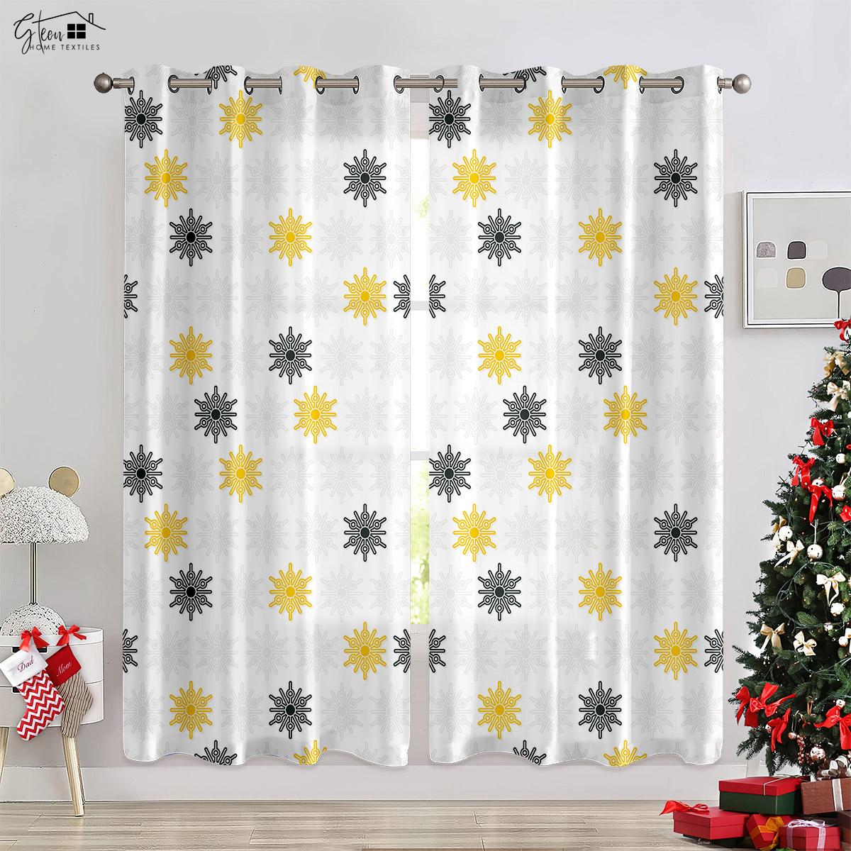 

Christmas 3D Printed Curtain Christmas Tree Gift Living Area Bed Room Childrens New Festival Atmosphere Decoration Window Drapes W50xH130(CM)x2PCS&Rod pocket
