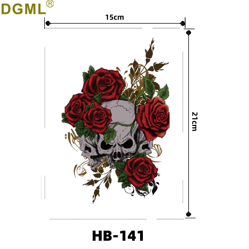 Geisha Skull Flower Tattoo Stickers: Halloween Arm & Face Ghost Designs