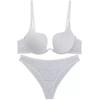 European and American Striped U-Shaped Push-Up Plus Size Bra with Side Support