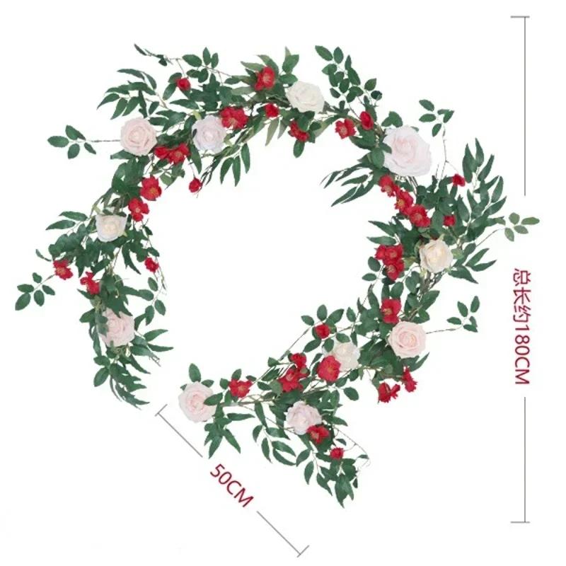 

Artificial Table Runner Flowers Wedding Arch Greenery Backdrop Doorways Table Decor Eucalyptus Willow Leaves Vines Rose Garland