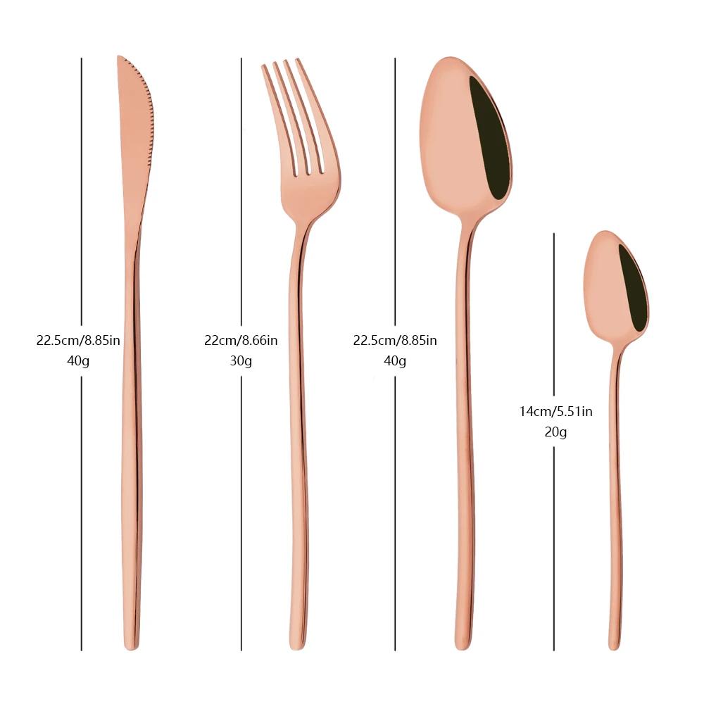16Pcs Rose Gold Dinnerware Set Knife Fork Coffee Tea Spoon Cutlery Set 18/10 Stainless Steel Tableware Western Kitchen Flatware