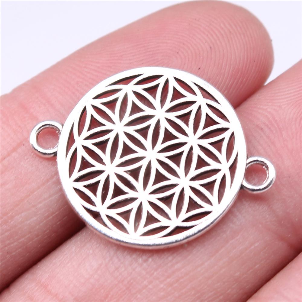 10pcs The Flower Of Life The Seed Of Life Charms Tibetan Silver Color Pendants Antique Jewelry Making DIY Handmade Craft