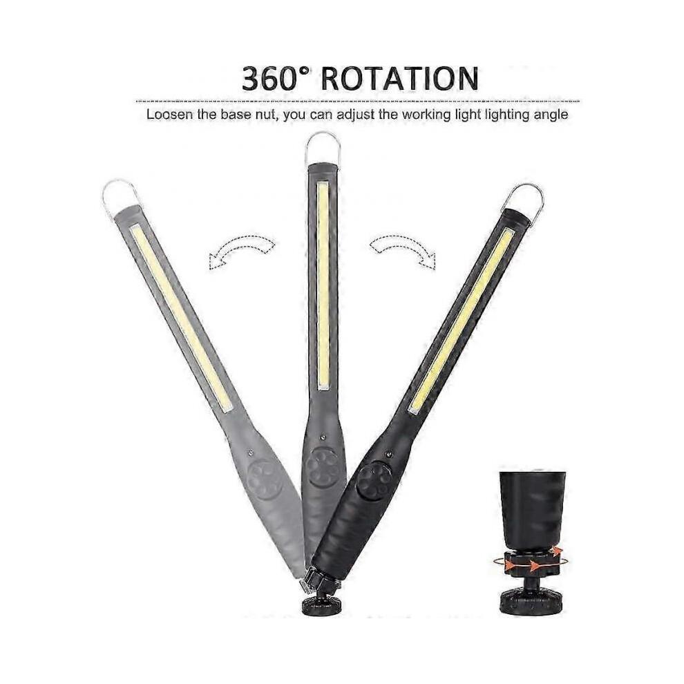 Work Light Rechargeable Cob Work Light, Slim Usb Inspection Light Led Work Light with Rotary Switch And 360 Rotating Magnetic Base And Hook for Auto R