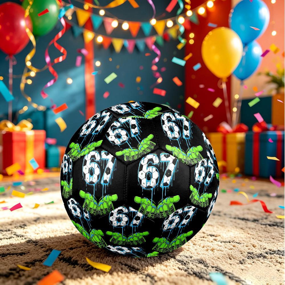 1pc Soccer Gloves Art Theme Soccer Ball Football, Size 5, Lightweight PVC, Outdoor Training Soccer Ball,Gift C6550