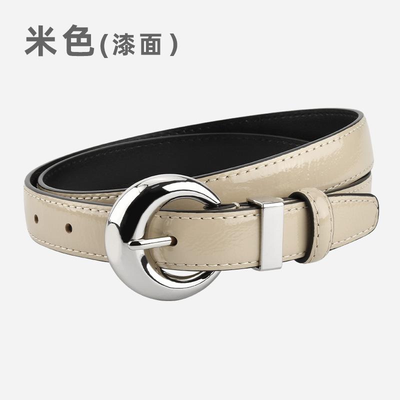 Lacquered Belt Women'S First Layer Cowhide Simple Jeans Decoration High-End Women'S Belt