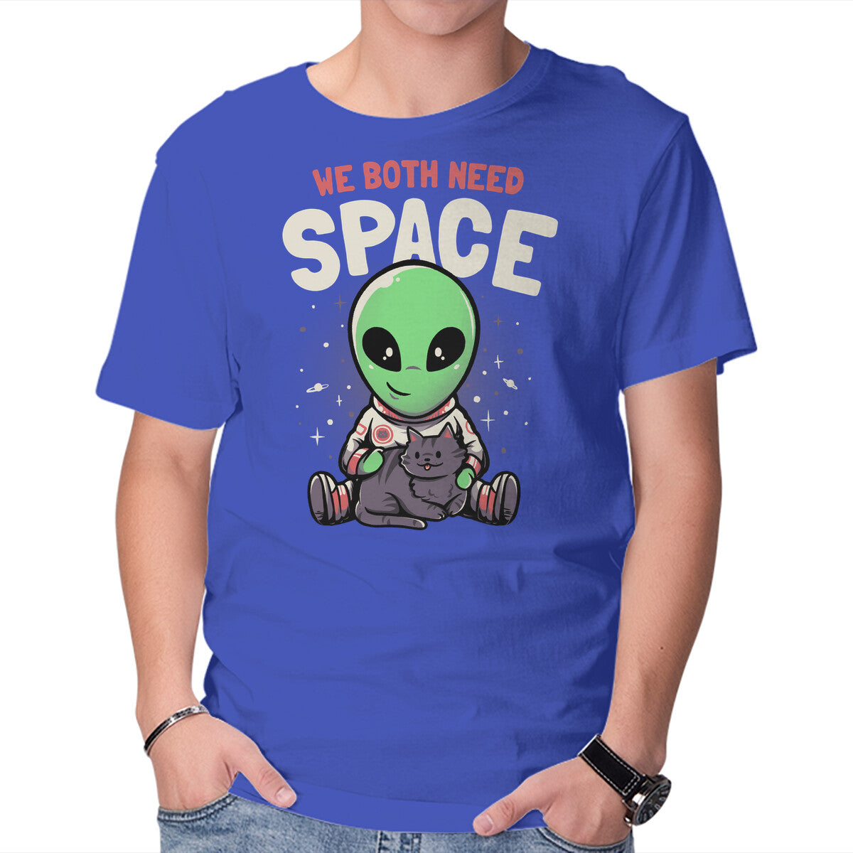 Unisex Crew Neck T-Shirt We Both Need Space Graphic Short Sleeve Casual Tee XL