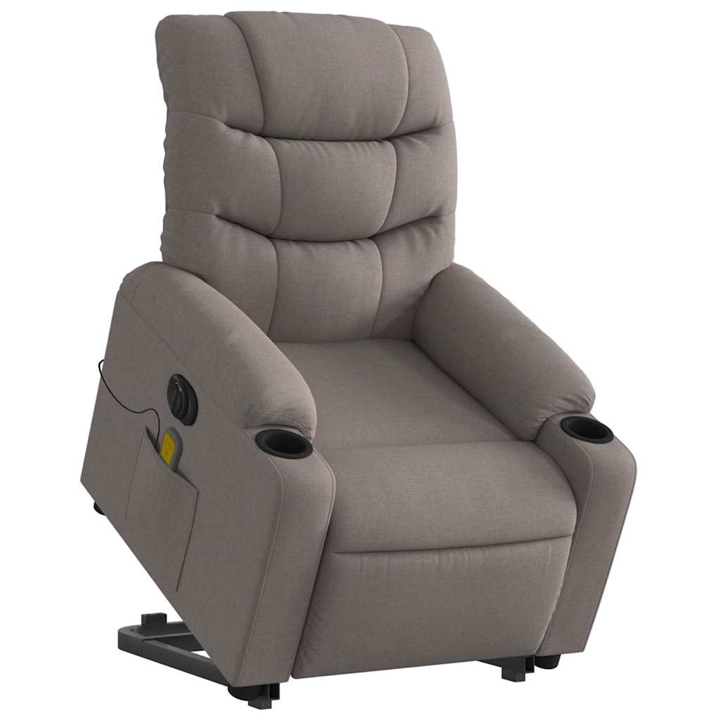 Electric Massage Recliner with Rising Function Taupe Fabric