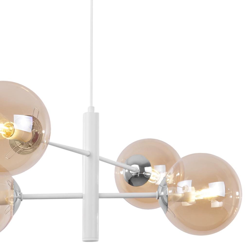 Vicenza Hanging Lamp White-Chrome 4-Flat Honey Lampshade E14