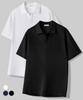 UNTAPPED STUDIO [2Pack] Cotton Pique Slit Neck Collar Short Sleeve Polo Shirt 3 Colors (Type A)
