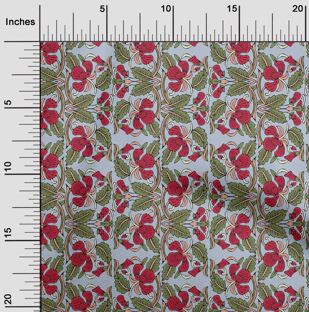 oneOone Bavlněná flexibilní tkanina s listy a květinovým blokem potištěná řemeslná tkanina BTY 40 palců