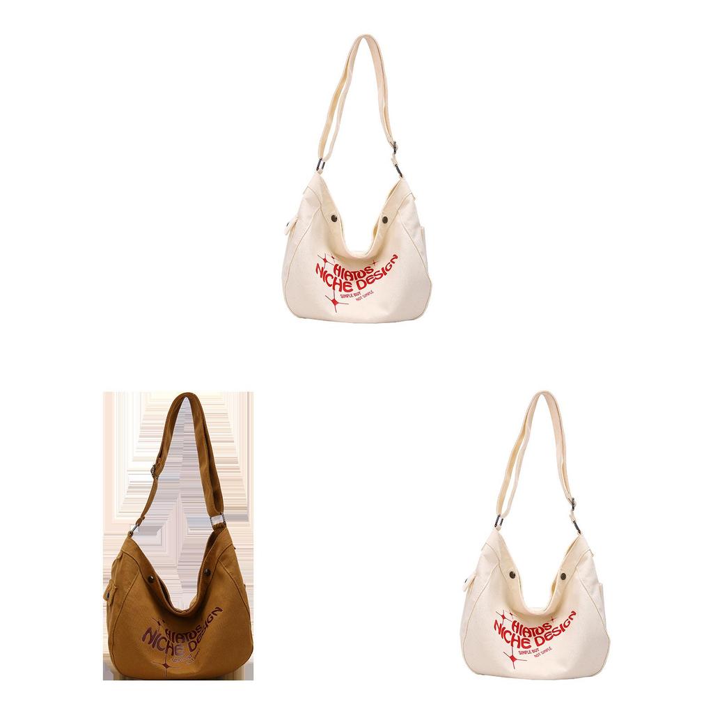 Women Canvas Tote Bag With Magnetic Snap Street Style Casual Letter Print For Daily Commuting