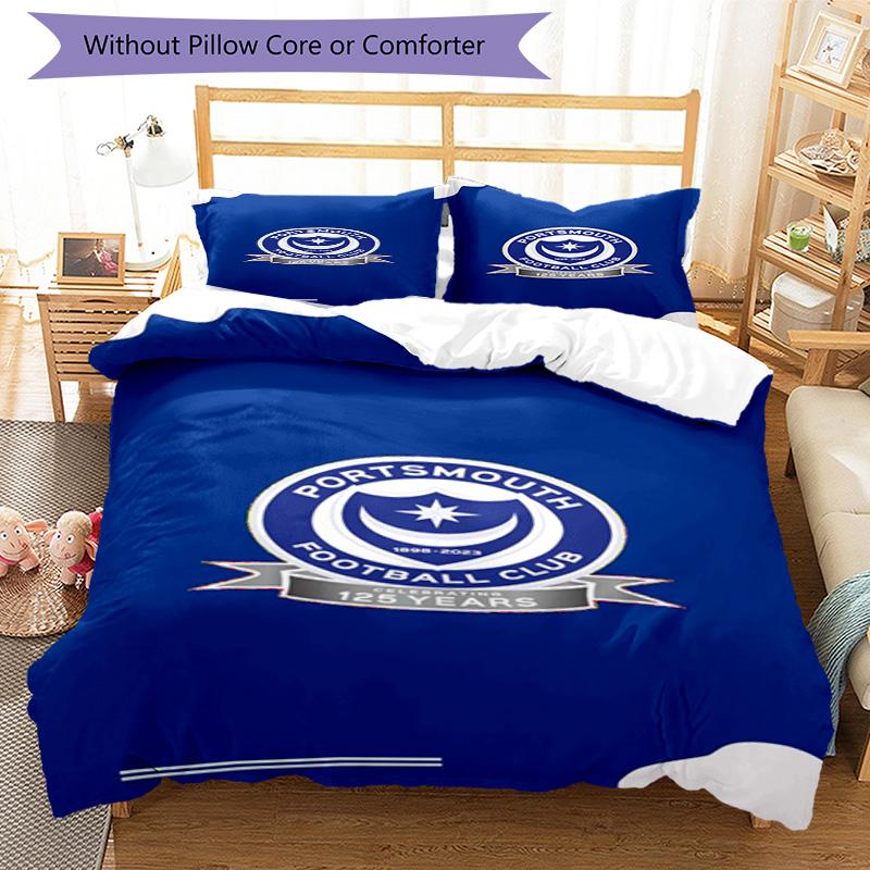 Ports-mouth Fc Anniversary Printed Pattern Duvet Cover Set – includes 1 duvet cover and 2 matching pillowcases Bedroom decor Christmas gifts