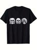 See No Hear No Speak No Evil Skulls Graphic Tee Unisexs Cotton Casual Round Neck TShirt