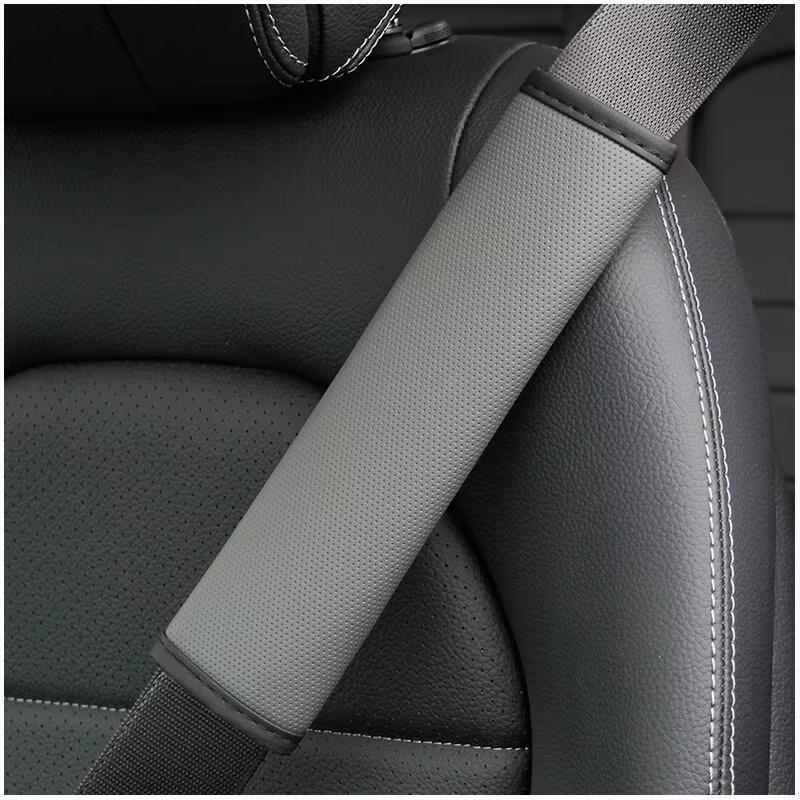 Embossed Fiber Leather Car Seat Belt Shoulder Strap Cover 1Pc Decompression Comfort Easy To Clean for Daily Use 1PCS