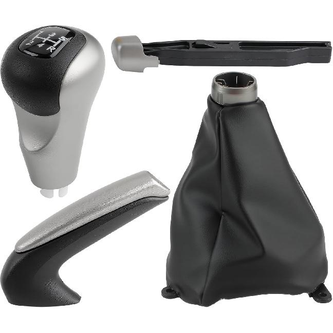 Pack of 3 Manual Gear Shift Knob 5 Speed with Leather Boot for Honda Civic 2006-2011, Replace #54102-SNA-A01, 54102-SNA-A02, for Honda Civic Manual