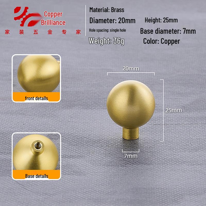 Gold Brass Round Ball Drawer Handle - Luxury French Design